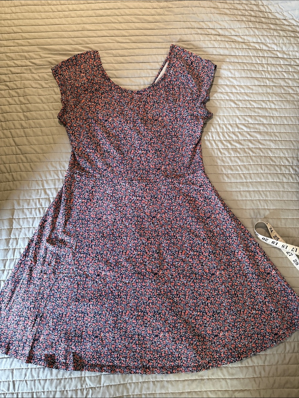 SO Floral Fit-and-Flare Midi Dress in Navy and Pink